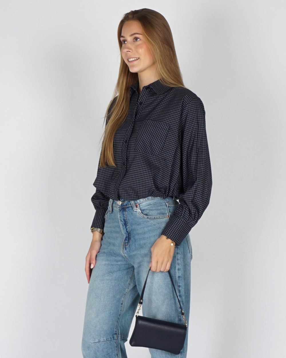 Gossip BALLON BLOUSE CHECKERED Donkerblauw
