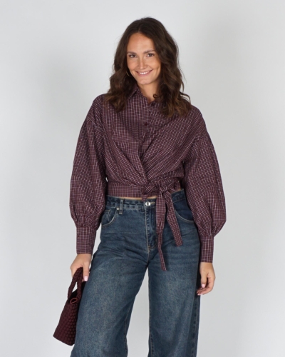 Gossip CHECK BLOUSE MET OVERSLAG Bordeaux