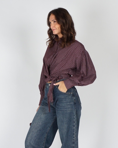 Gossip CHECK BLOUSE MET OVERSLAG Bordeaux