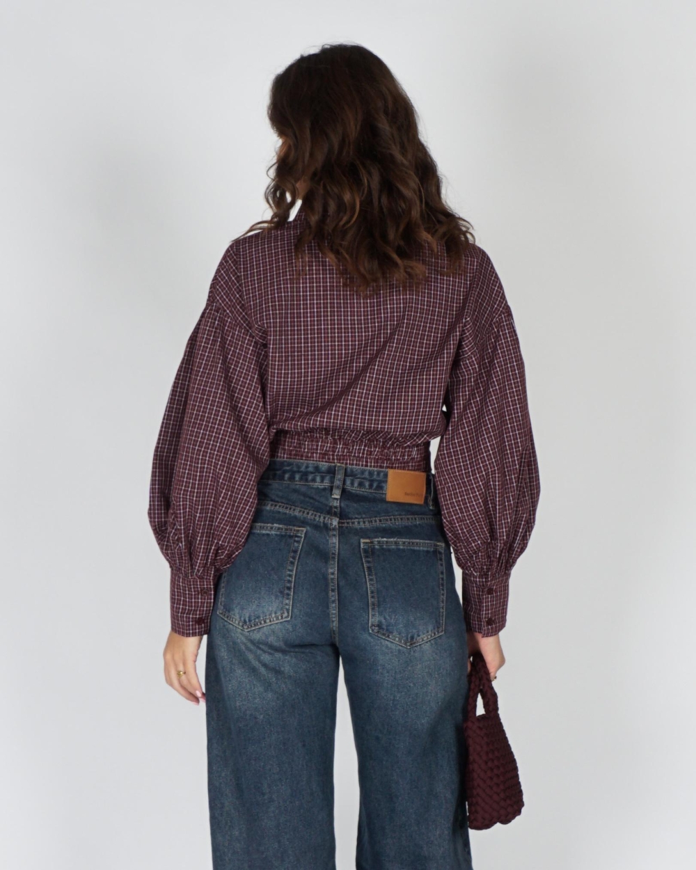 Gossip CHECK BLOUSE MET OVERSLAG Bordeaux