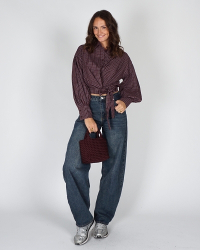 Gossip CHECK BLOUSE MET OVERSLAG Bordeaux
