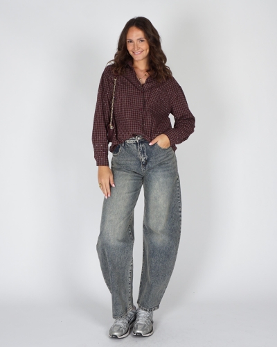 Gossip OVERSIZED CHECK BLOUSE STRASS Bordeaux