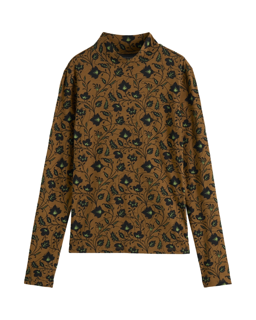 SLIM-FIT T-SHIRT MET HOGE HALS EN PRINT 