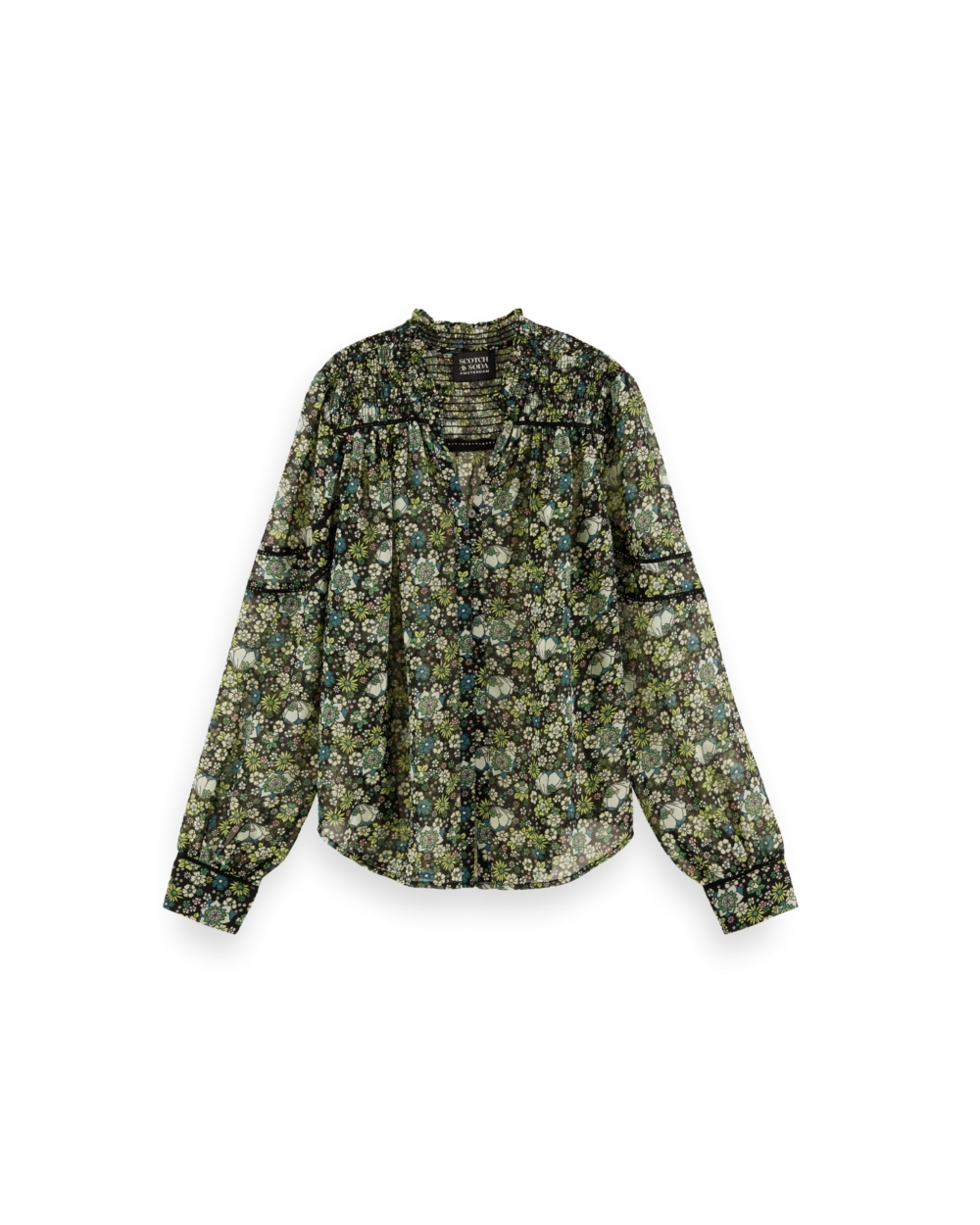 SMOCKED BLOUSE MET PRINT 