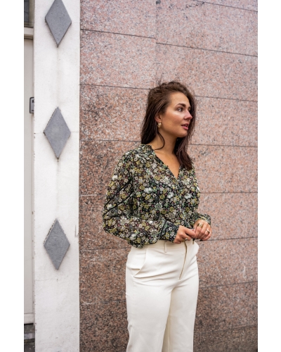 SMOCKED BLOUSE MET PRINT 
