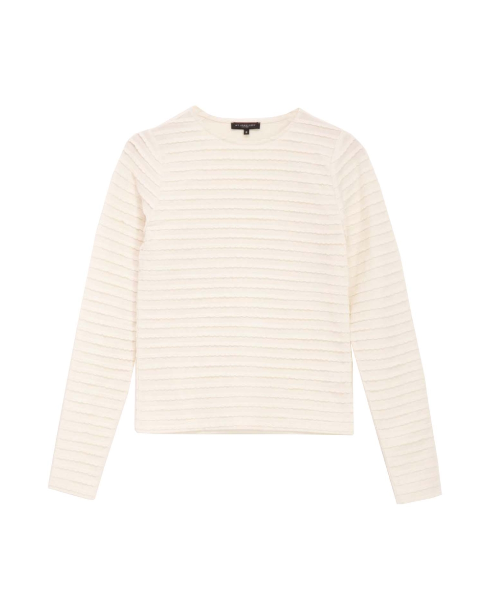LONGSLEEVE TOP WITH SCALLOPED WHITE