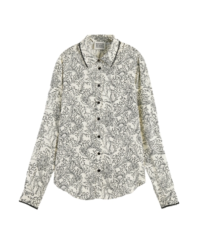 Scotch & Soda PRINT ALL OVER BLOUSE ECRU 