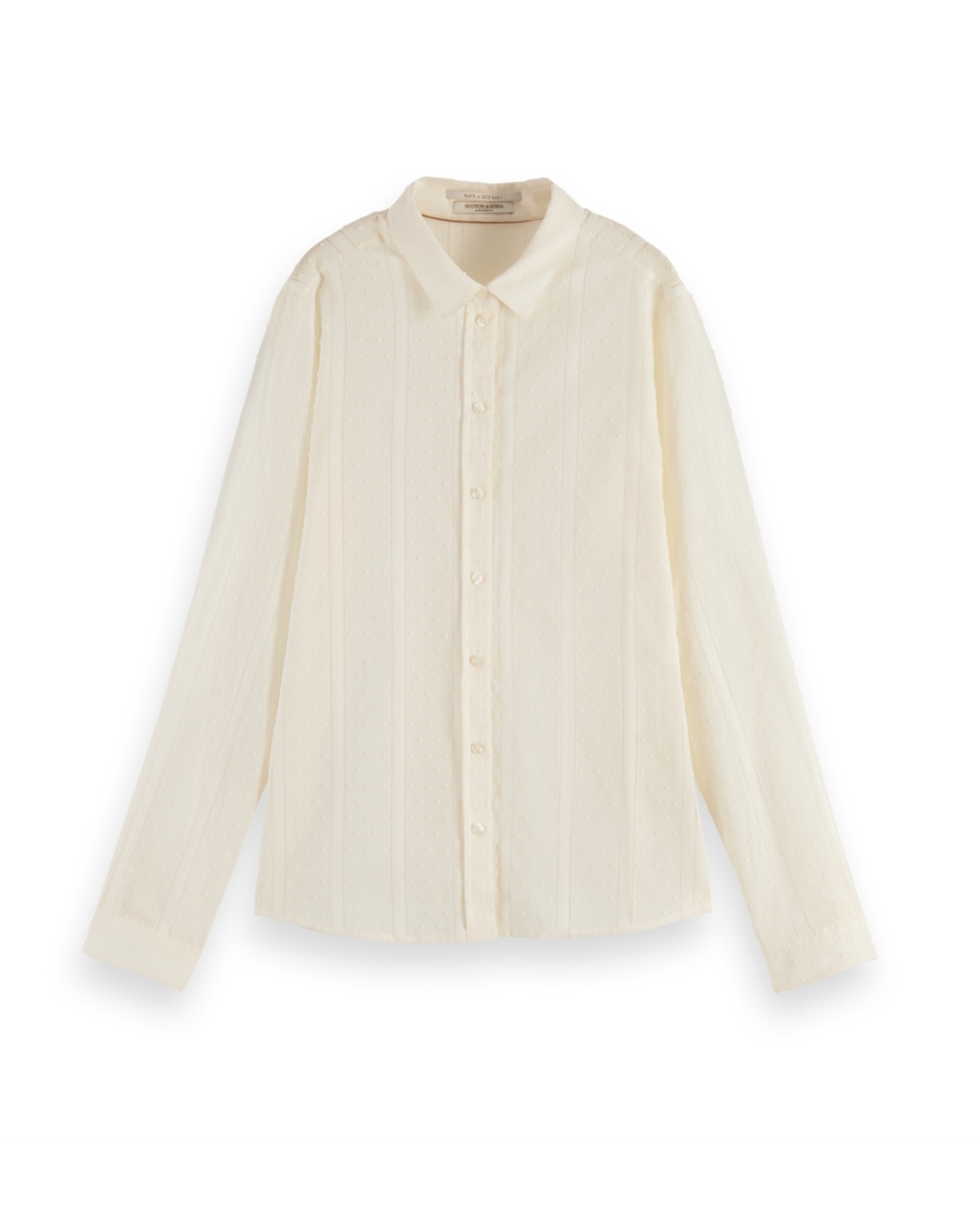 KATOENEN BLOUSE MET BOLLETJES ECRU