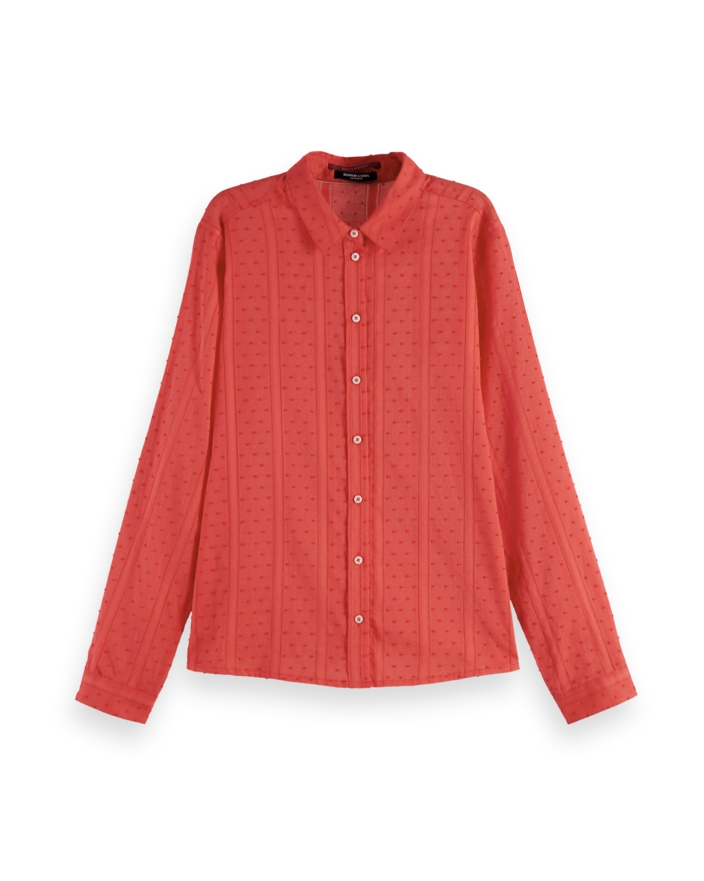 KATOENEN BLOUSE MET BOLLETJES ROOD 