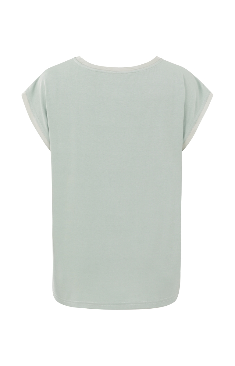 FABRIC MIX TOP BLAUW GRIJS