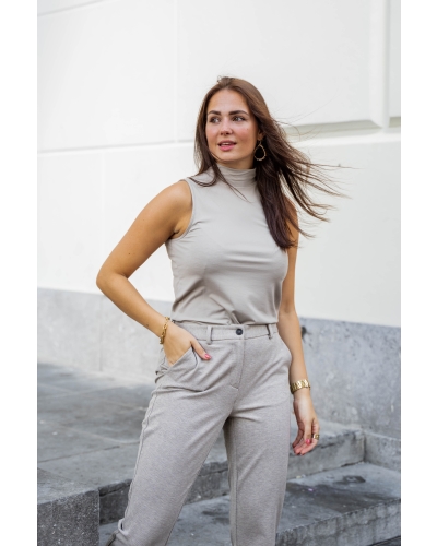 YAYA HIGH NECK MOUWLOZE TOP BEIGE