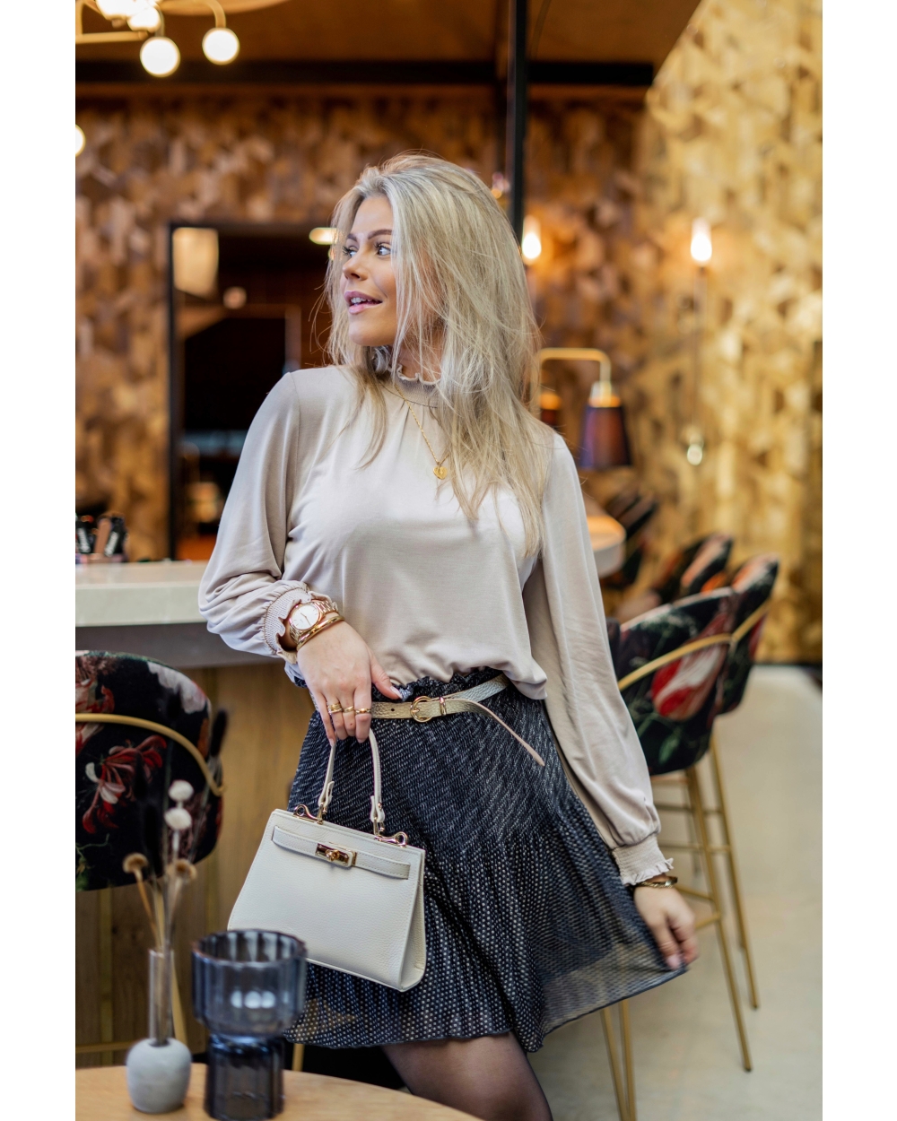 SMOCK TOP TAUPE