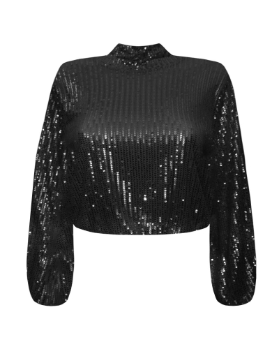 Gossip GOSSIP PAILETTEN TOP MYRA ZWART 