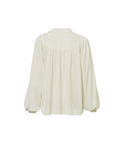 SATIJNEN BLOUSE MET KNOOPJES ECRU