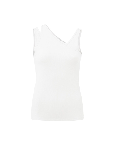YAYA RIB TOP WITH DOUBLE SHOULDER S WIT