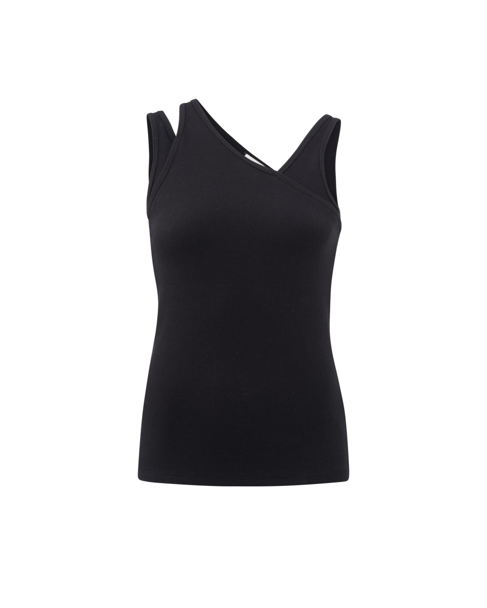 RIB TOP WITH DOUBLE SHOULDER S ZWART 