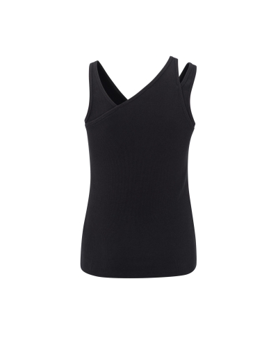 RIB TOP WITH DOUBLE SHOULDER S ZWART 