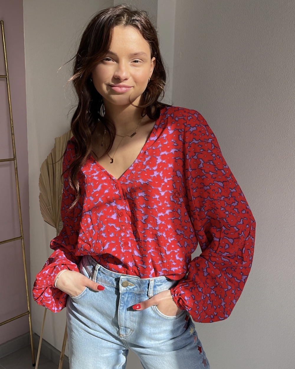 BLOUSE MILA ROOD LILA