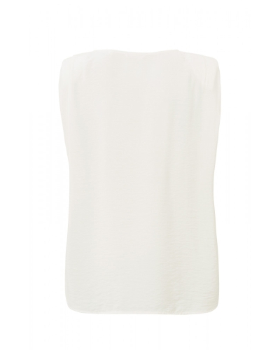 GEWEVEN TOP MET SCHOUDERDETAIL WIT