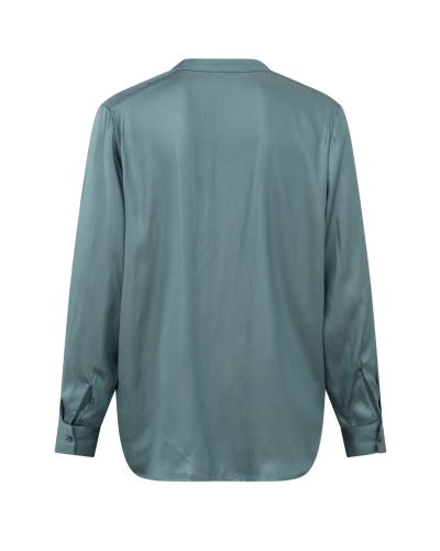 SATIJNEN BLOUSE V-HALS BLAUW