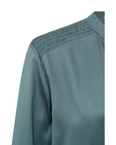 SATIJNEN BLOUSE V-HALS BLAUW