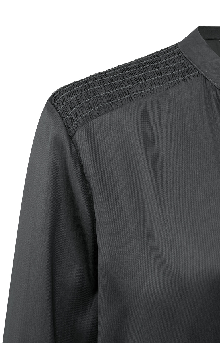 SATIJNEN BLOUSE V-HALS DONKERGRIJS