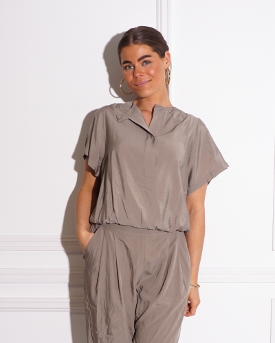 YAYA SOEPELVALLENDE TOP MET RONDE HALS ARMY GREEN