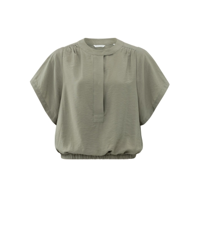 SOEPELVALLENDE TOP MET RONDE HALS ARMY GREEN