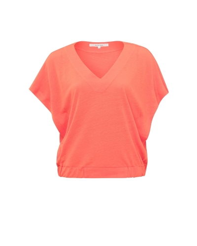 LINNEN TOP MET V-HALS PEACH