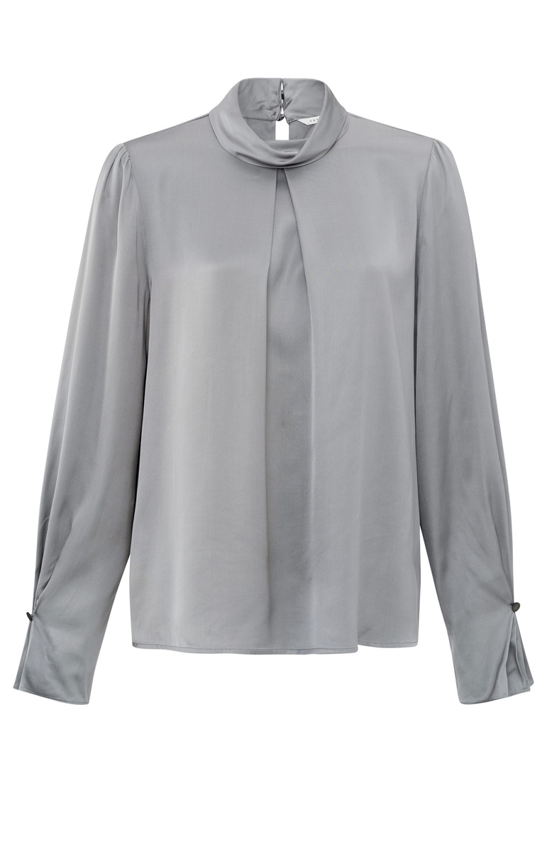 SATIJNENLOOK BLOUSE LICHTGRIJS