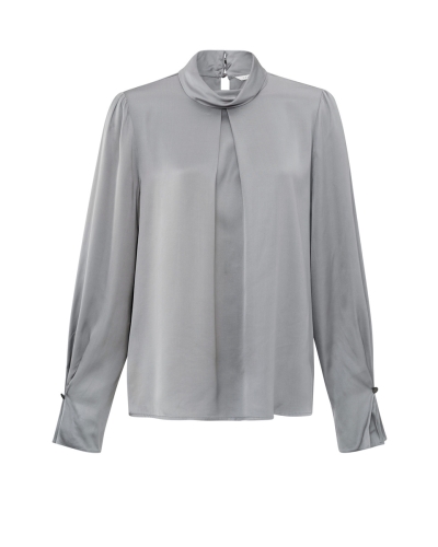 SATIJNENLOOK BLOUSE LICHTGRIJS