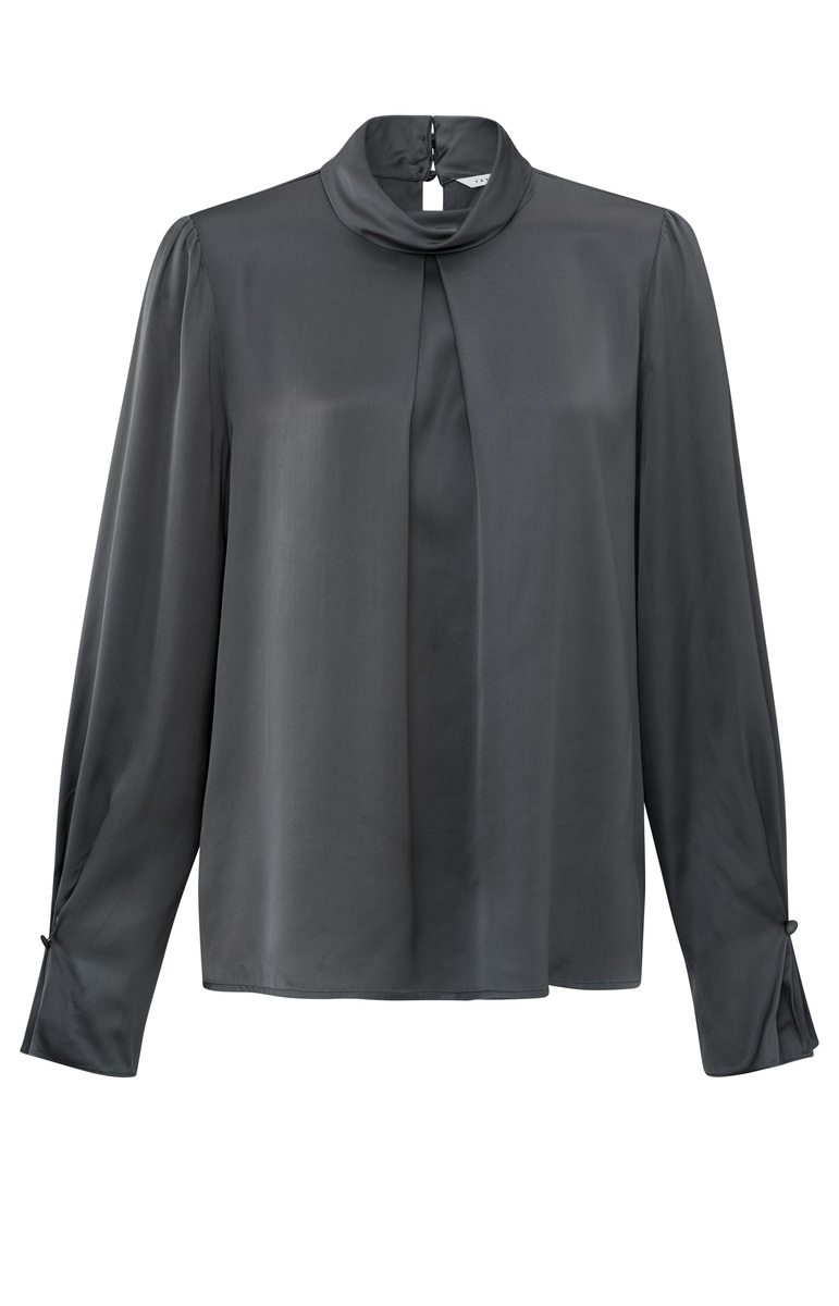 SATIJNENLOOK BLOUSE DONKERGRIJS