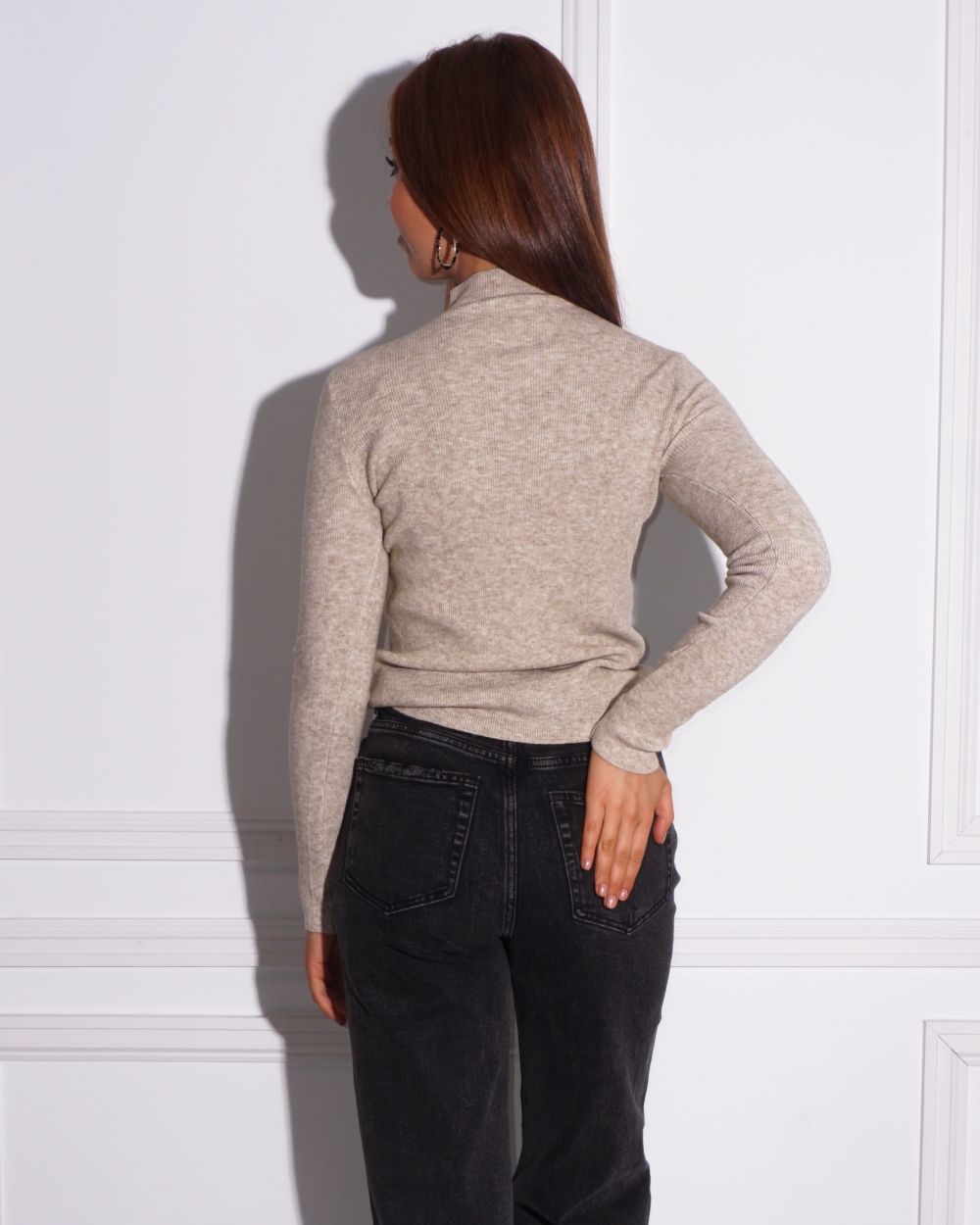 BABY RIB TOP BEIGE MELANGE
