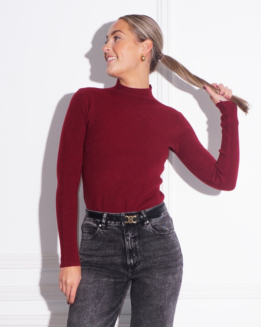 BABY RIB TOP BORDEAUX