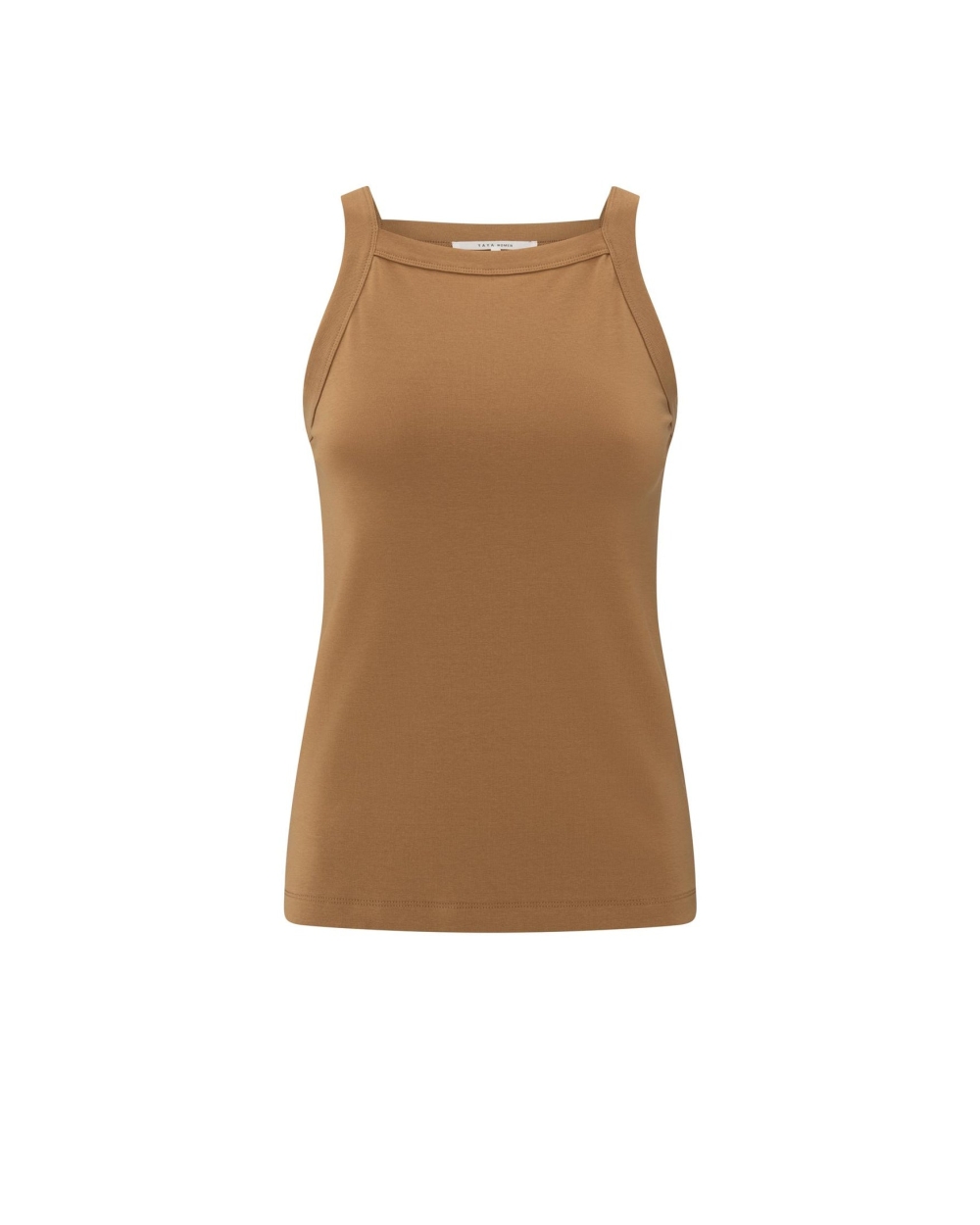 MOUWLOZE TOP MET RECHTE HALS BRUIN