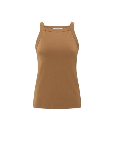 MOUWLOZE TOP MET RECHTE HALS BRUIN