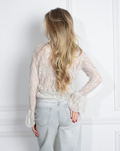 LACE SMOCK TOP BEIGE