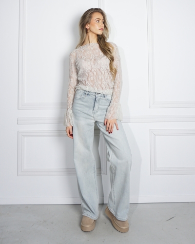 LACE SMOCK TOP BEIGE