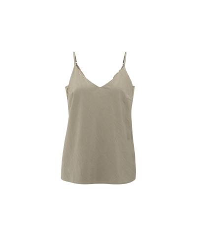 SINGLET MET KANTDETAILS EN VERSTELBARE BANDJES BEIGE