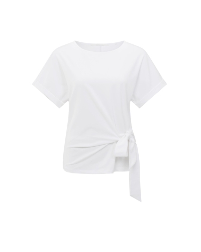 T-SHIRT MET RONDE HALS EN KNOOPDETAIL WIT