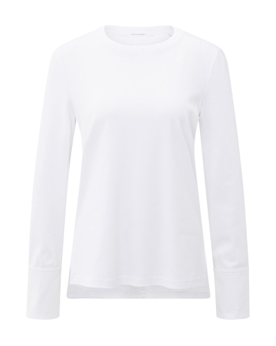 T-SHIRT LANGE MOUWEN MET MANCHETTEN WIT