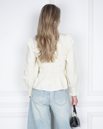 BLOUSE POSSA CREPE STRIPE LICHT GEEL