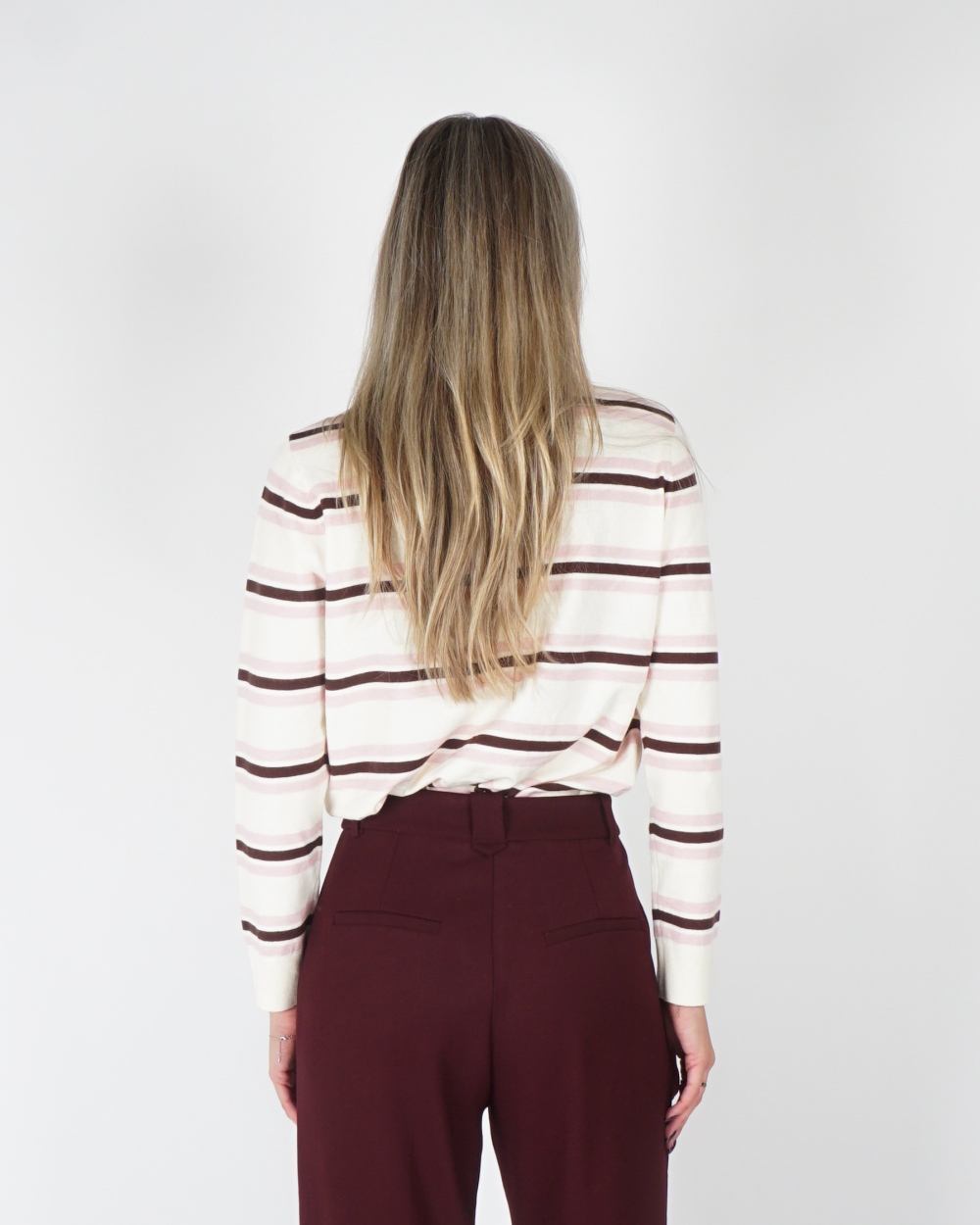 KNITTED POLO SHIRT BORDEAUX/ECRU