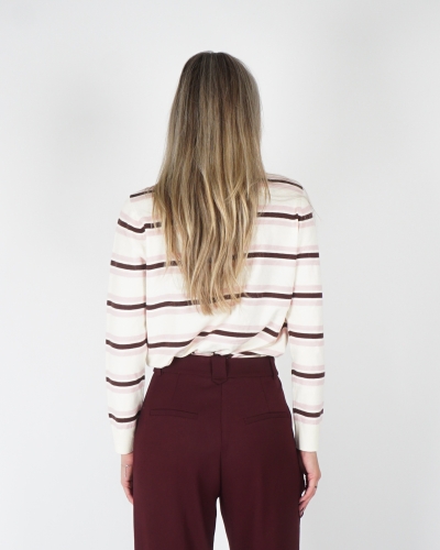 KNITTED POLO SHIRT BORDEAUX/ECRU