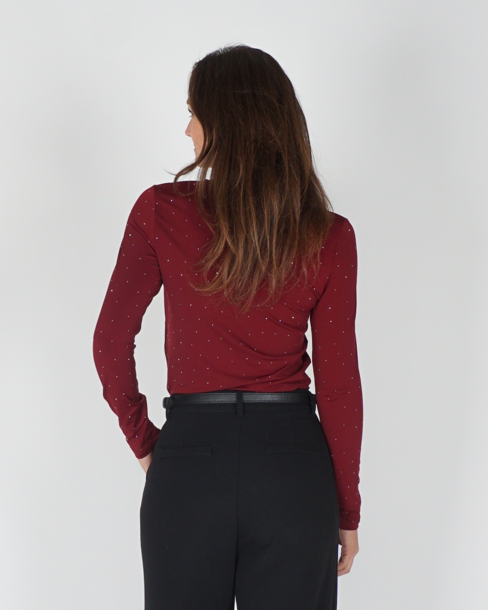 TOP ZITA BORDEAUX STRASS