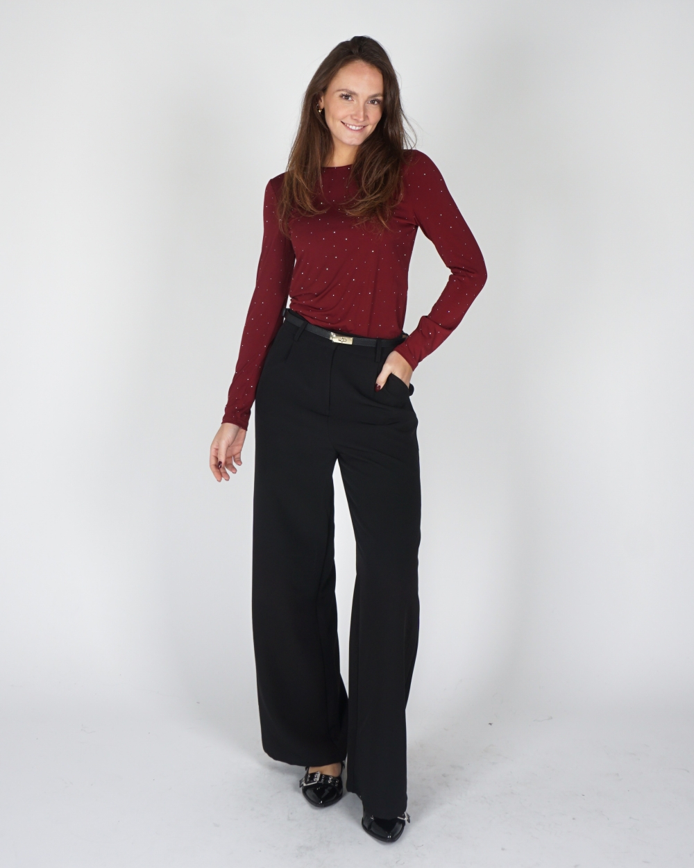 TOP ZITA BORDEAUX STRASS