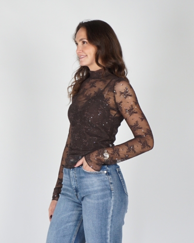 Gossip MESH TOP STRASS BRUIN
