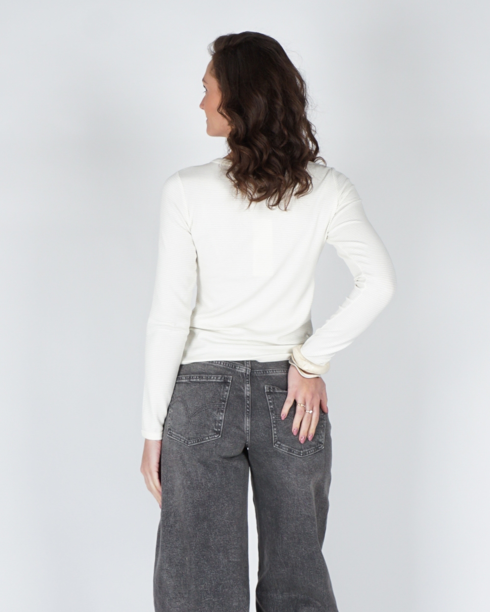 LONGSLEEVE GESTREEPT ECRU