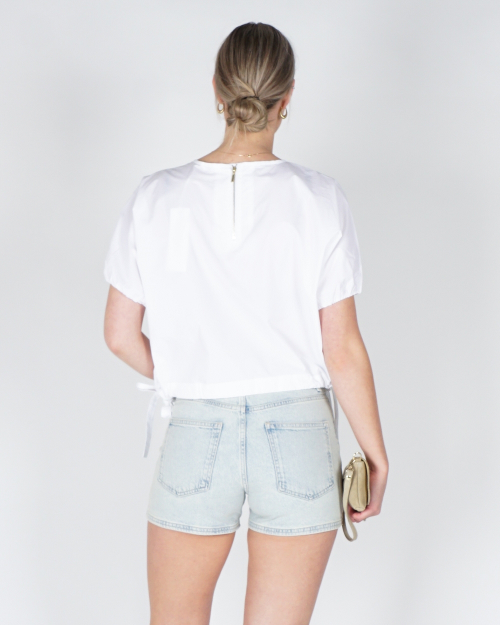 BOXY BLOUSE MET VERSTELBARE TAILLE EN POFMOUWEN