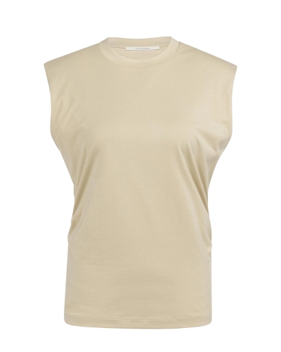 MOUWLOZE TOP MET PLOOIEN BEIGE